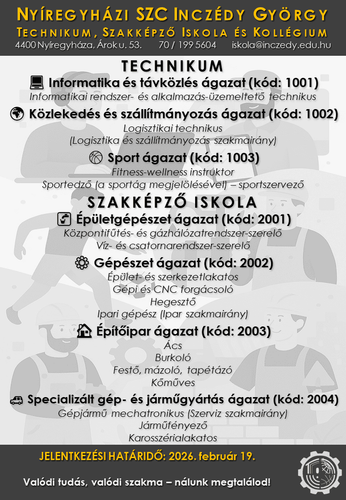 Pályaválasztási tájékoztató a 2026/2027. tanévre